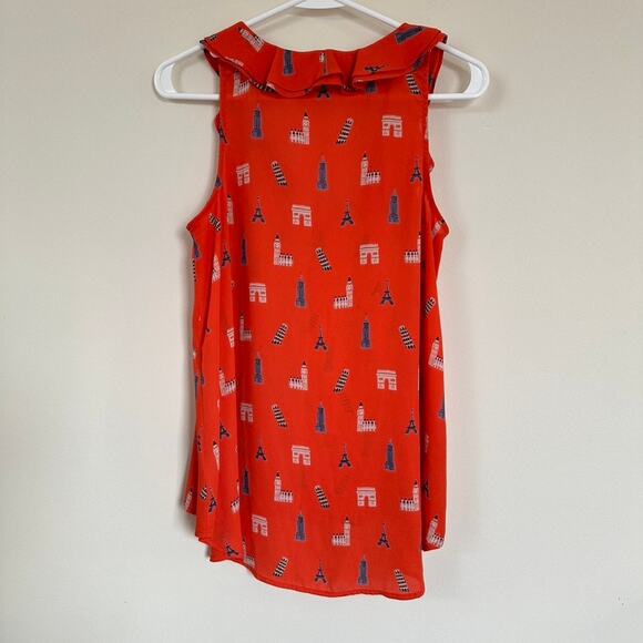 Maeve Anthropologie Blouse Womens 2 Preppy Office Flirty Summer Career Orange - Picture 7 of 10